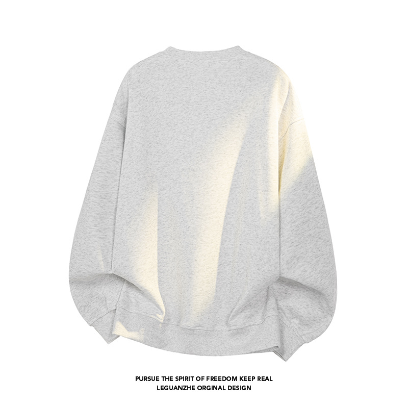 Sweat-shirt à col rond épais style américain pour homme, idéal pour le printemps, alliant qualité et contraste de couleurs._voghion.com
