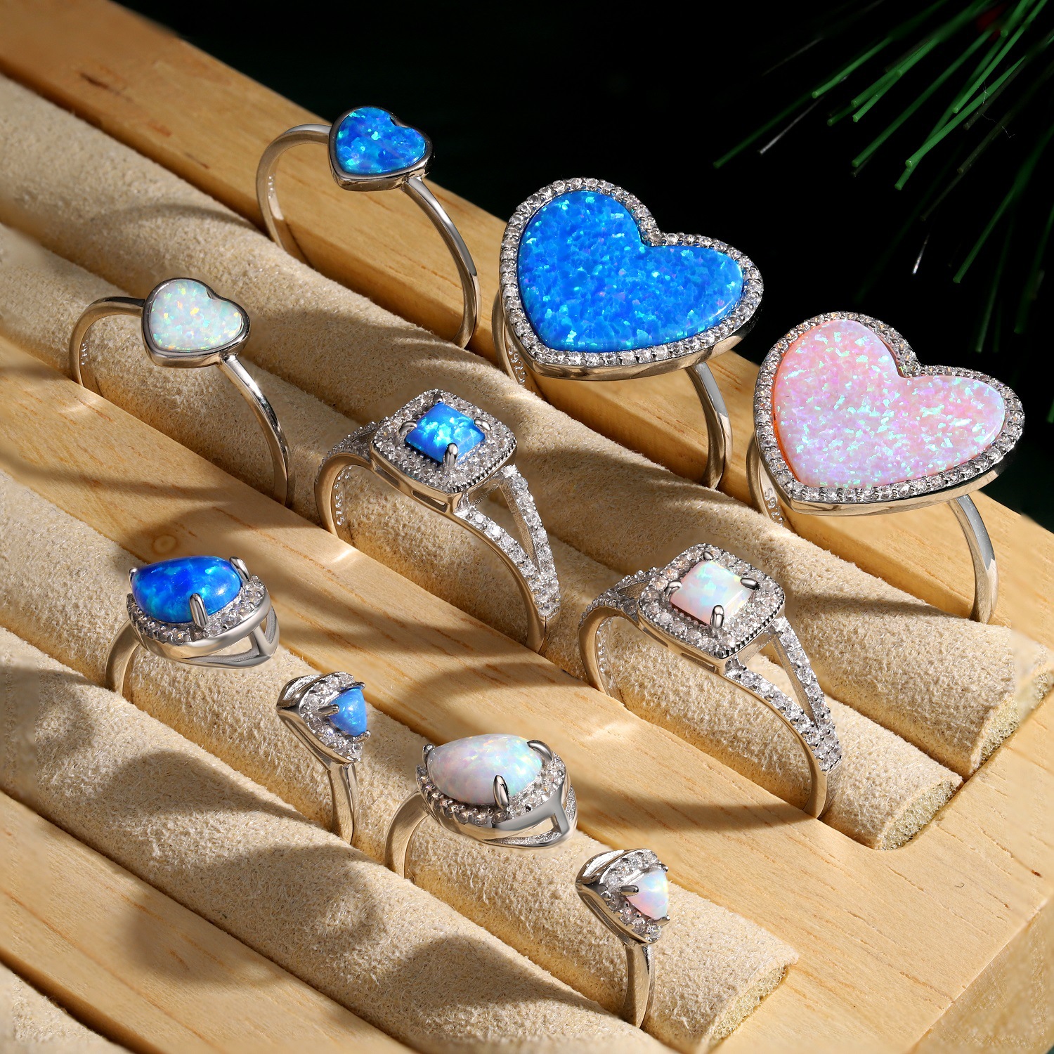 Simple Style Heart Shape Sterling Silver Inlay Zircon Rings 1 Piece