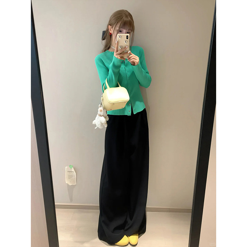 魔西女王韩系chic别致穿搭针织开衫上衣女春秋季修身显瘦长袖外套|undefined