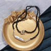 Black necklace from pearl, chain for key bag 