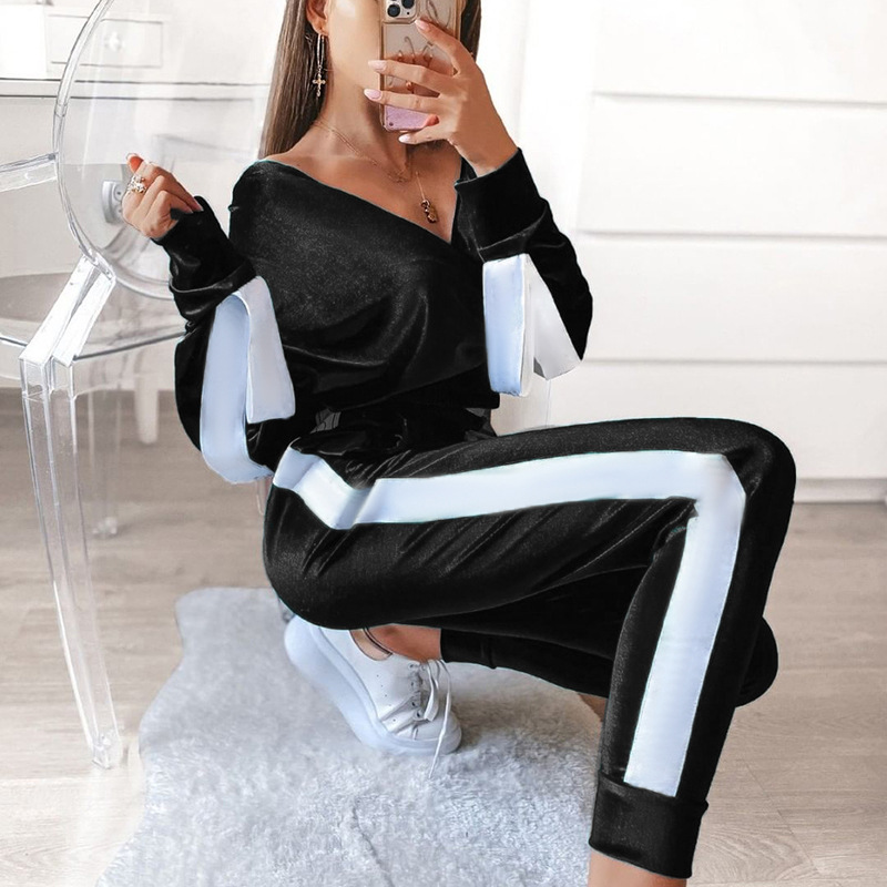 women s velvet sweatshirt and tousers yoga suit nihaostyles clothing wholesale NSFLY77692