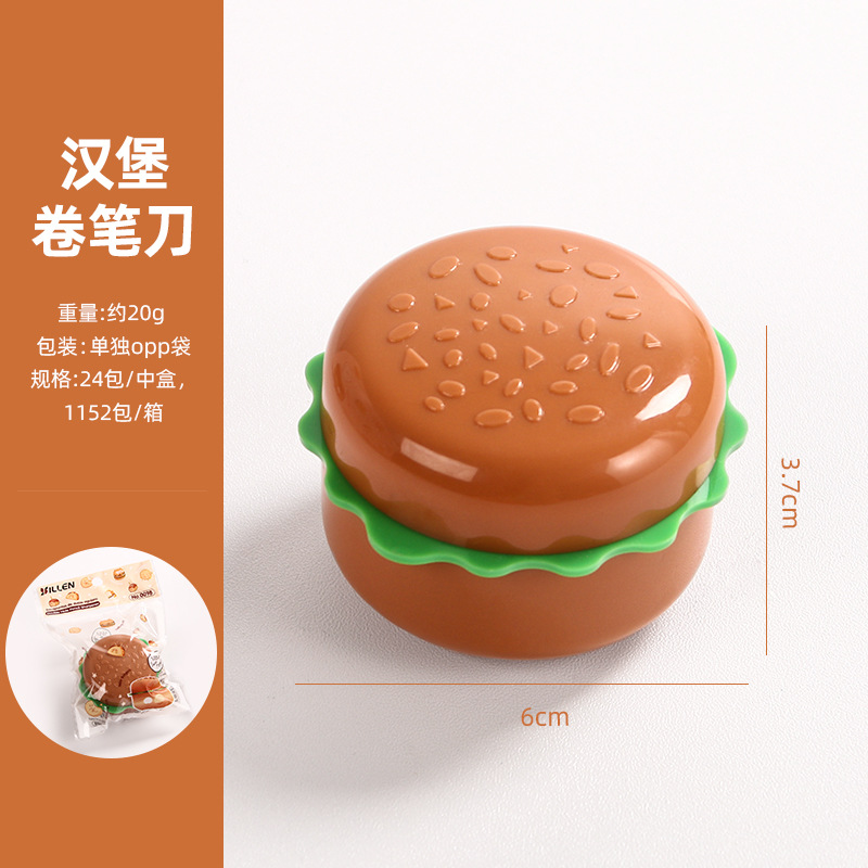 Creativa hamburguesa cuchillo de lápiz adorable cuchillo de lápiz de doble agujero estudiantes de mano cuchillo de lápiz cuchillo de lápiz al por mayor