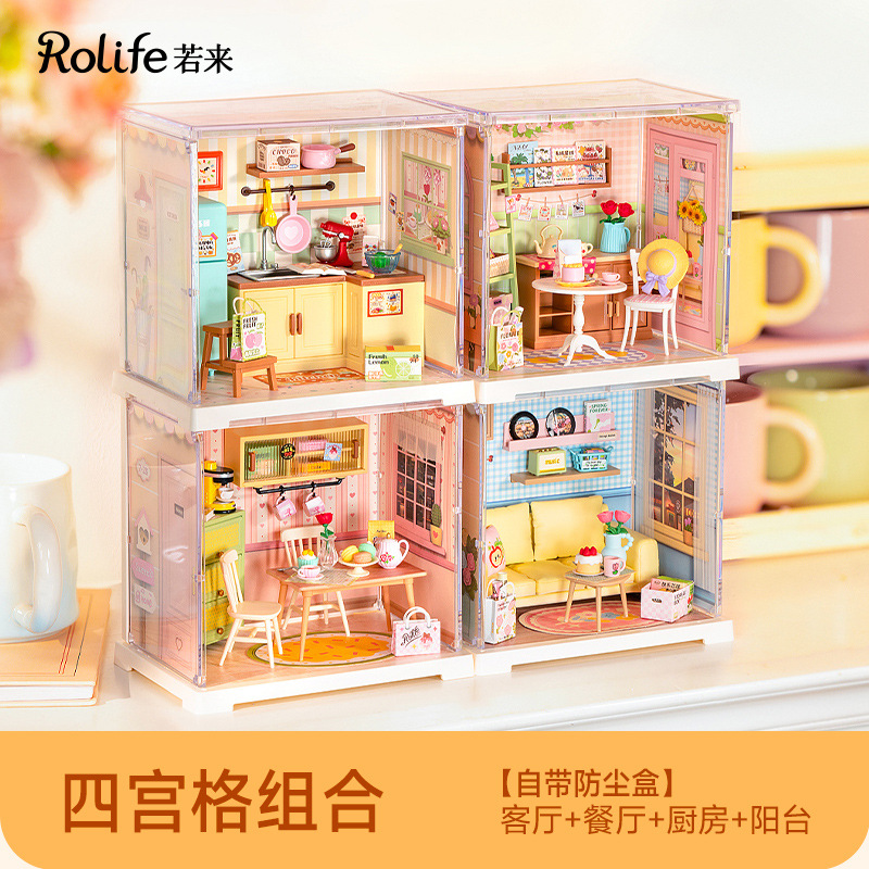 Rollife Ruo Lai Super World miniDIY cabaña hecha a mano mini modelo de miniatura casa ensamblada juguetes