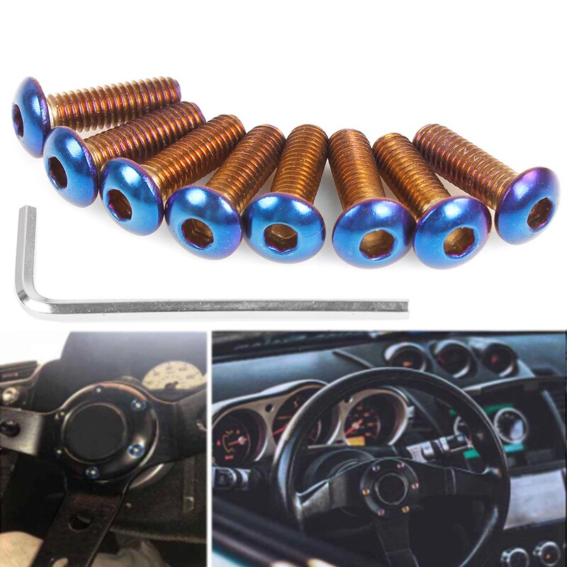 Cross-Border Car Racing Modified Steering Wheel Screws M5X0.8 Flat Head Round Head Fixing Screws Colorful Screws Cross-Border Car Racing Modified Steering Wheel Screws M5X0.8 Flat Head Round Head Fixing Screws Colorful Screws