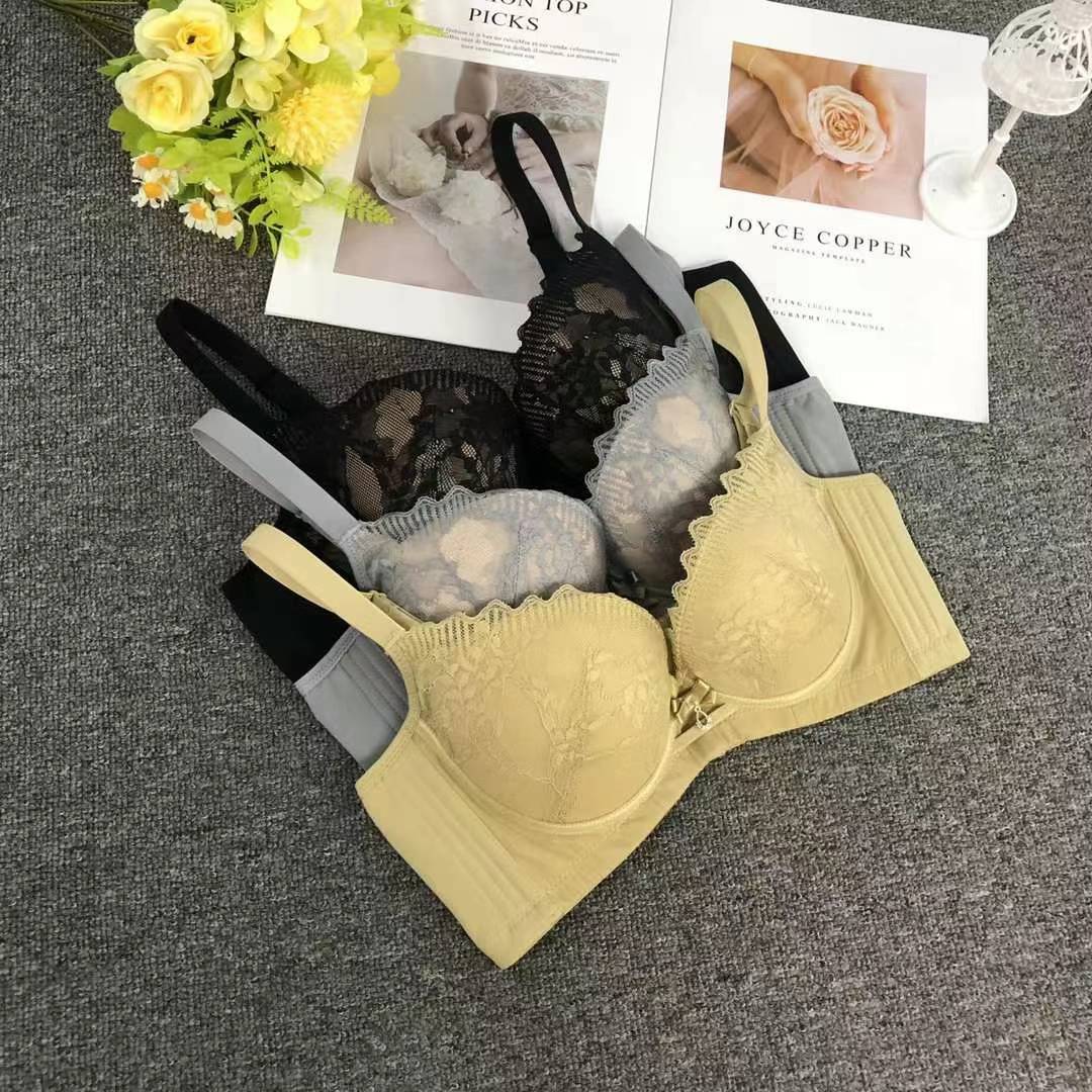 Nuevo sujetador de alta calidad de moda de encaje jacquard transpirable y cómodo ajuste lateral de pecho de botón múltiple ropa interior mujer