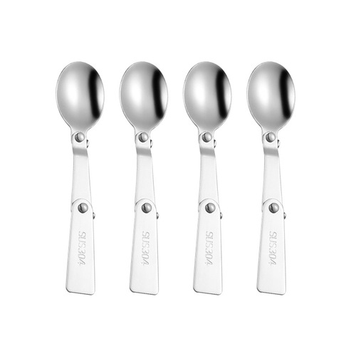 304 stainless steel folding spoon portable travel tableware creative rotating pair of folding stew beakers and matching spoons