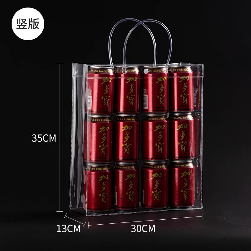 スポット PVC プラスチックハンドバッグ透明ホース肥厚赤ワイン包装袋お土産バッグのカスタマイズ