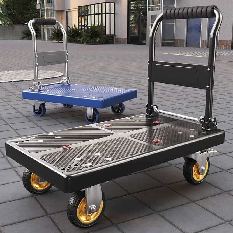 Foldable Small Handcart for Home Use, Portable Shopping Cart, Flatbed Cart for Carrying Goods