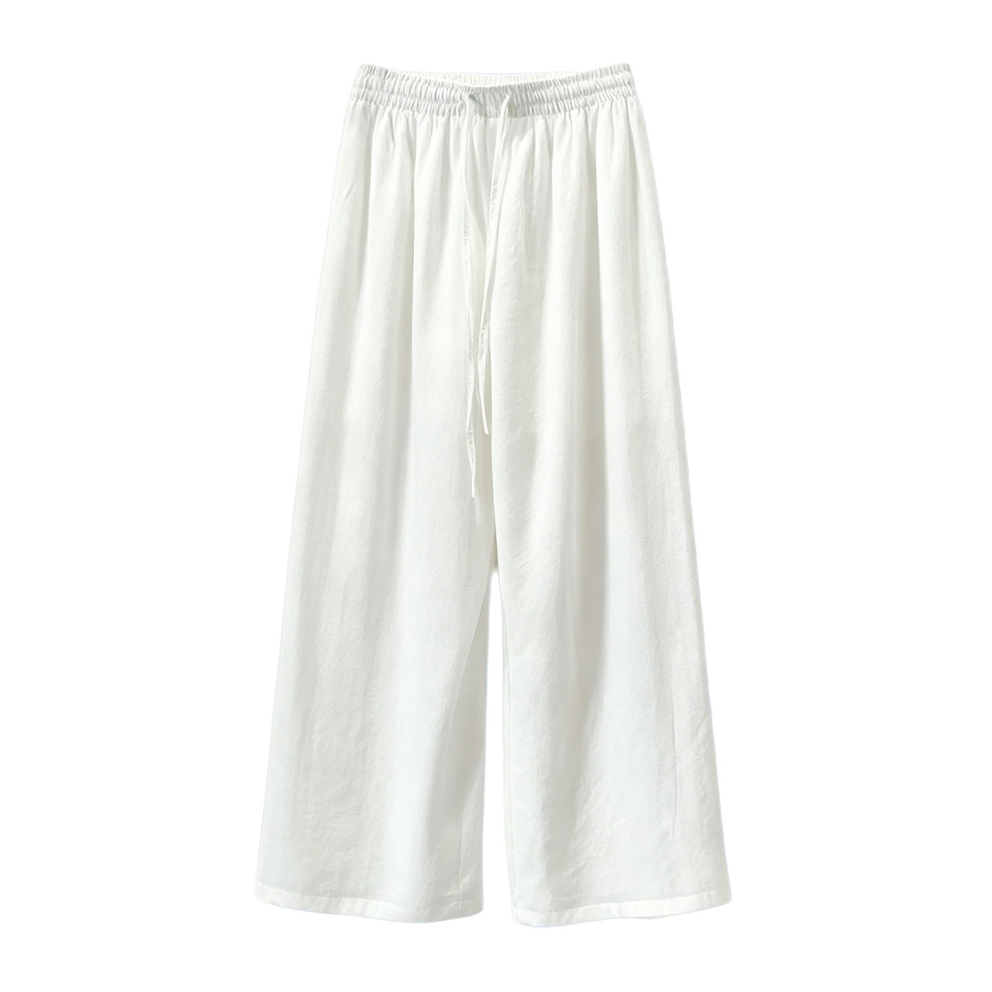Women's High-Waisted Wide Leg Pants Style Cotton Linen Drawstring Slimming Casual Trousers Versatile Thin Summer_ecoleips.com