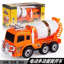 儿童仿真灯光音乐搅拌车万向电动工程车玩具男孩模型汽车男孩玩具