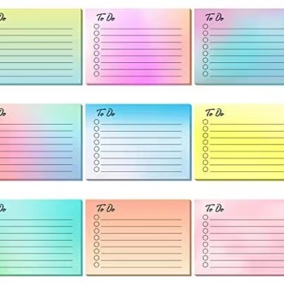 2023 nota adhesiva simple nota adhesiva personalizada para estudiantes Gradiente de color pegatinas convenientes INS en stock pegatinas de mensaje