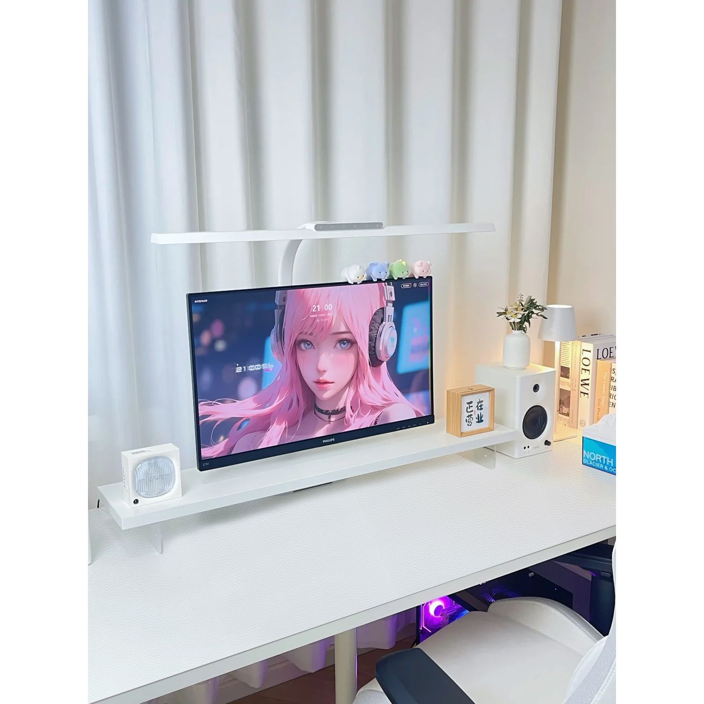 우아한 화이트 [PU 가죽 + 미끄럼 방지 벨벳 바닥]