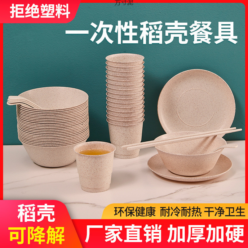Disposable bowls and chopsticks suit wedding banquet picnic barbecue high-grade high-value environmental protection combination tableware four-piece set