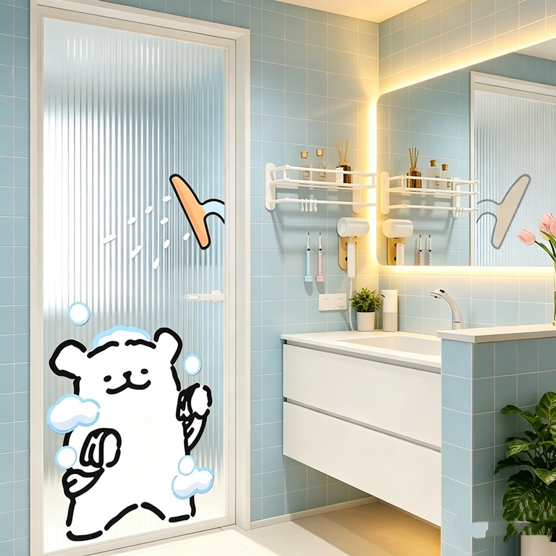 Creative Bathroom Line Art Cartoon Dog Sliding Door Sticker Glass Cute Decorative Decal Kitchen Anti-Collision Bathroom Creative Bathroom Line Art Cartoon Dog Sliding Door Sticker Glass Cute Decorative Decal Kitchen Anti-Collision Bathroom