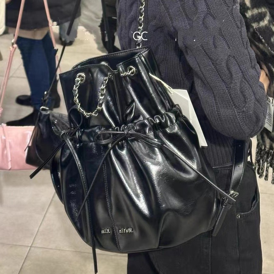 Korean Niche Matin Bow Chain Backpack Sweet Cool Style Handbag for Women MK Bag - Thumbnail 2