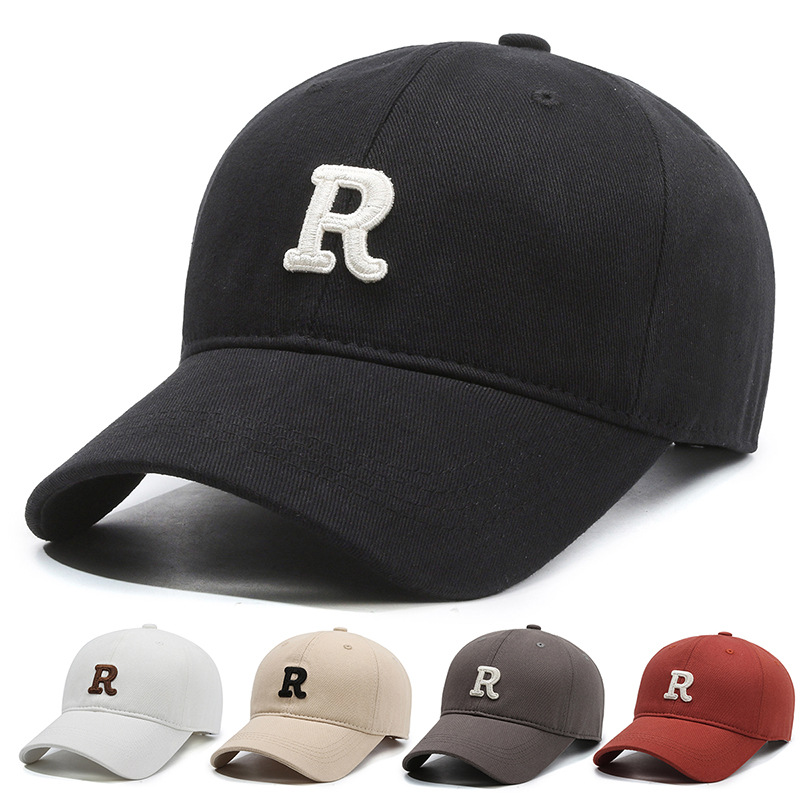 Sombrero de béisbol con borde de cabeza grande estándar R para hombres y mujeres, nuevos estudiantes, primavera y otoño, cara pequeña versión coreana, techo duro, borde corto, pato nuevo