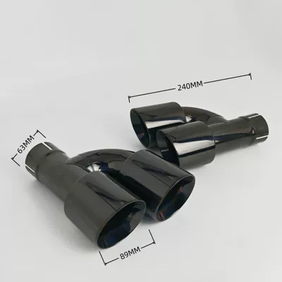 Car modification dual outlet stainless steel H-type internal and external titanium black tailpipe silencer with black exhaust tip (Exhaust pipe) - within-02-52022-89mm-welded-edge-h-type-titanium-black