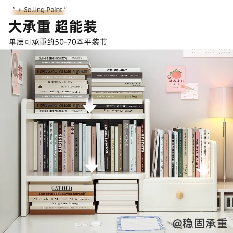 实木桌面置物架可伸缩桌上转角书架书桌立式多层小书柜办公室工位|undefined
