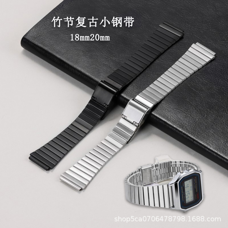 Suitable for Xiaomi Huawei stainless steel watch strap bamboo retro Xiaogang strap 18mm20mm unisex