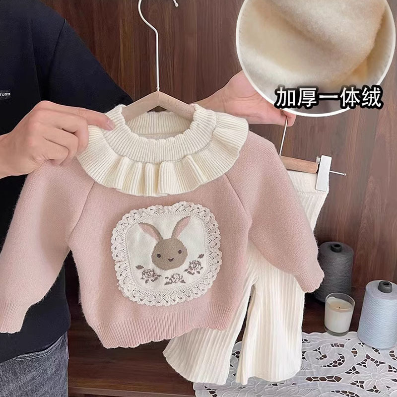 儿童套头毛衣新款女童秋装冬季针织衫加绒毛衣秋冬女宝宝打底