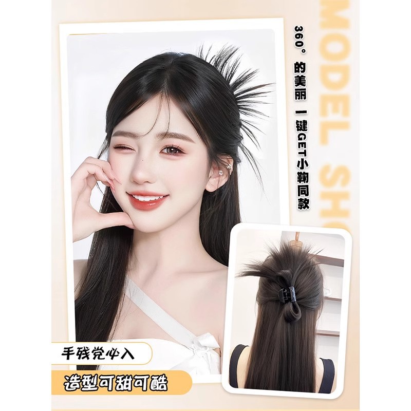 Moño de Cabello con Pinza de Fibra de Alta Temperatura Voluminoso para Peinados