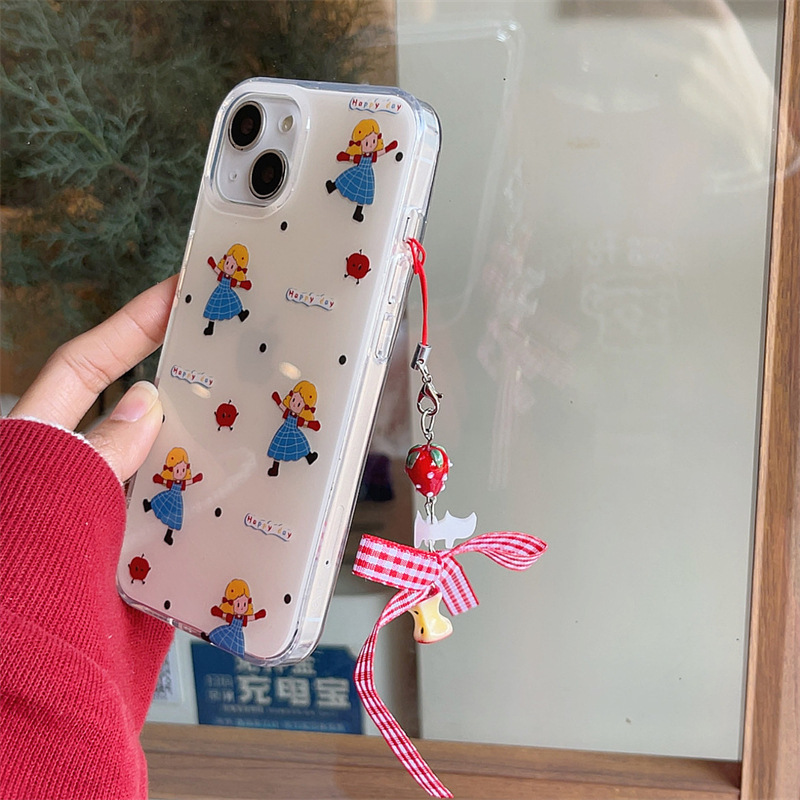 Chica de lunares coreana para Apple 16promax nicho 15pro nueva funda para teléfono móvil 13/14 dibujos animados 16 mujeres