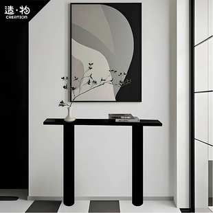 # Nordic solid wood entrance minimalist porch table against the wall, a few cases, a few iron art entrance ultra-narrow corridor corridor long table