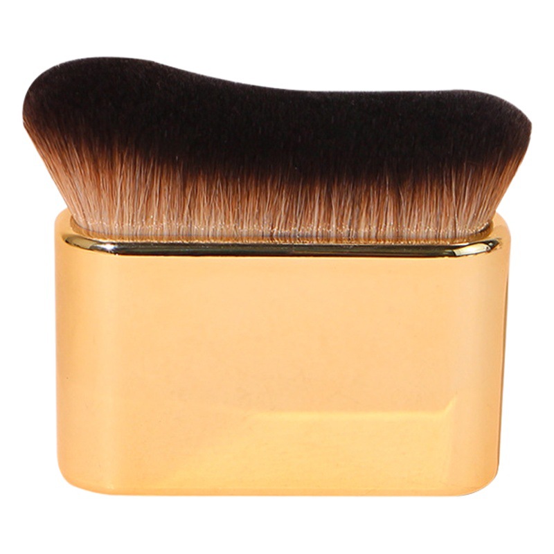 Recuperación térmica transfronteriza de una sola onda cepillo de maquillaje cepillo de cabeza plana mango de galvanoplastia no comer cepillo de base fabricante de cepillo de maquillaje en stock