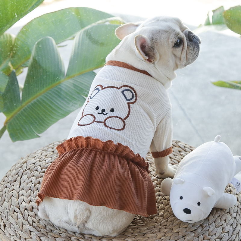 Camiseta con falda para mascotas, camiseta para parejas, osito de peluche, ropa para perros medianos_voghion.com