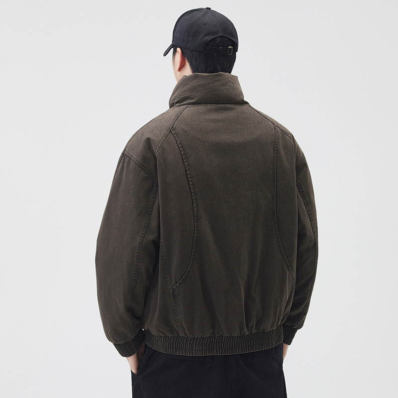 2025 otoño y invierno nuevo tipo de chaqueta de plumón hombre retro lavado en agua montaña chaqueta al aire libre Meichao chaqueta de vuelo de alta calle image 3