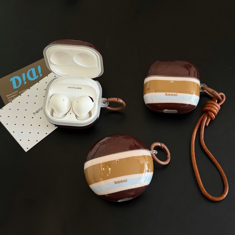 Brown Striped Leather Strap Suitable for Huawei 7I Earphone Case Freeclip2 Clip-On Earphones 6I5Ise2 Samsung Protective Case