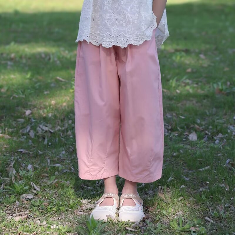 女の子カジュアルパンツ 2025 夏薄い新しい子供の多用途ワイドレッグパンツ防蚊パンツ女の赤ちゃんルーズズボン|undefined