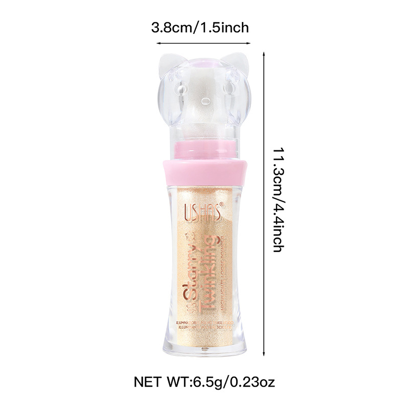 USHAS Europa y los Estados Unidos transfronterizos spot polvo de polvo de alto brillo polvo de brillo estereoscópico natural impermeable cuerpo brillante color de piel UF036