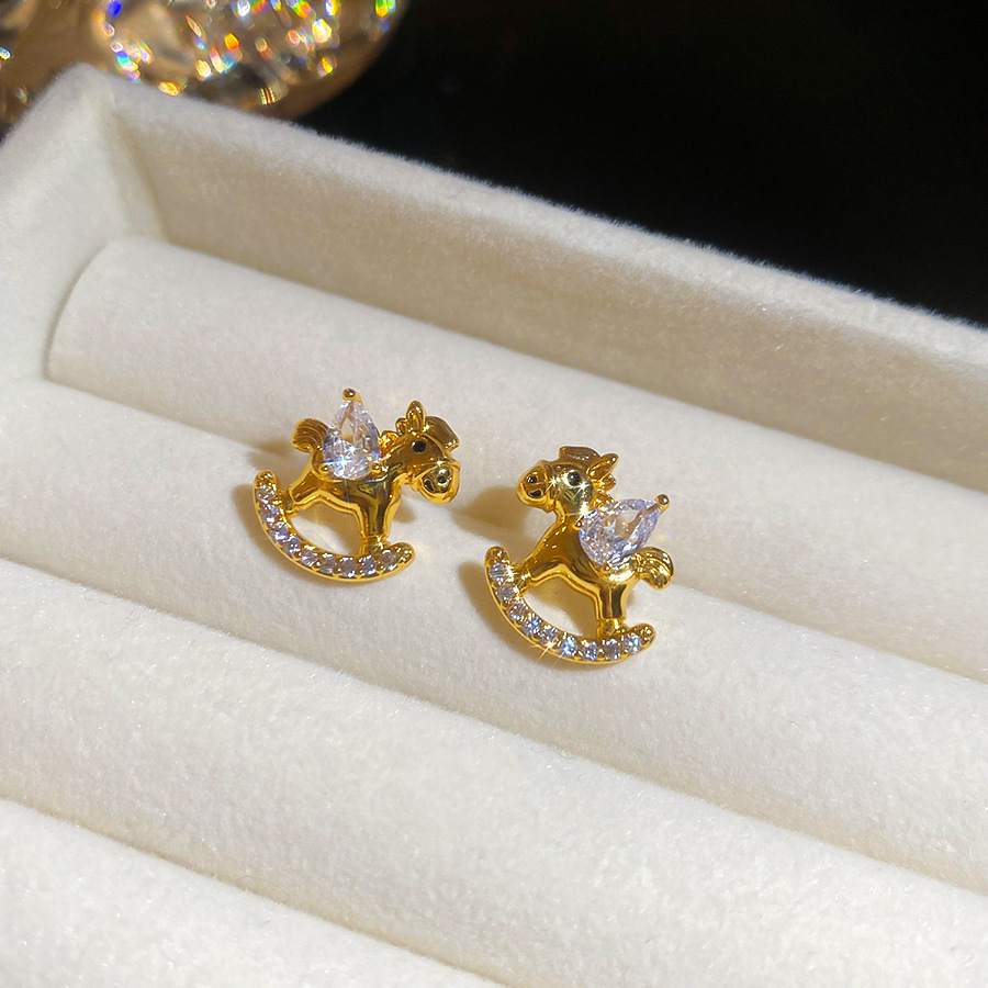 Oro verdadero eléctrico galvanis colgante de piedra pony pendientes collar ligero lujo nicho universal conjunto temperamento alta sensación de joyería mujer