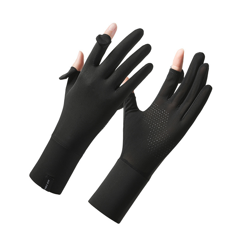 Guantes de protección solar para mujer de verano, sombra al aire libre, conducción, conductor de seda de hielo, deportes de conducción, guantes de seda de hielo cortos y ligeros