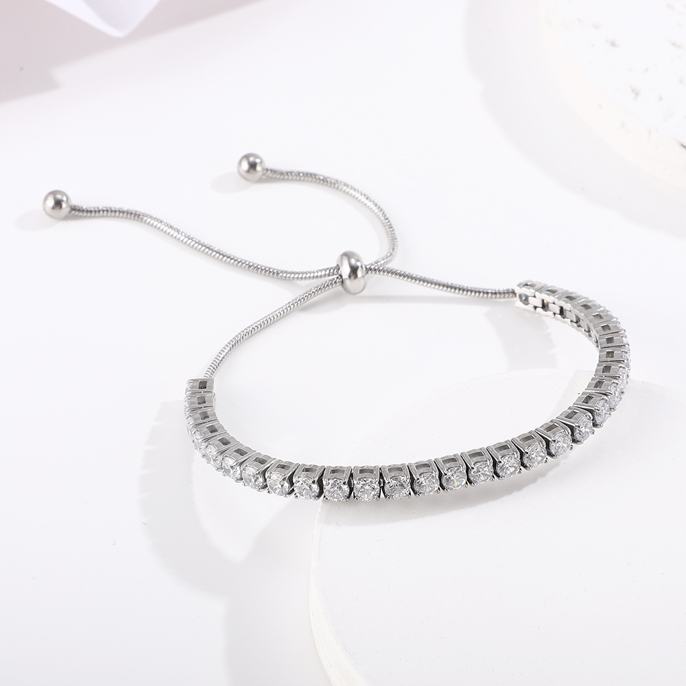 11g Weight Zircon Inlay Material Bracelets Classification Titanium Steel Chain Material 1 Piece Quantity Daily Occasion Titanium Steel Material Geometric Pattern Unisex Gender Inlay Design Shiny Style Shiny Geometric Titanium Steel Zircon Bracelets In Bulk 10