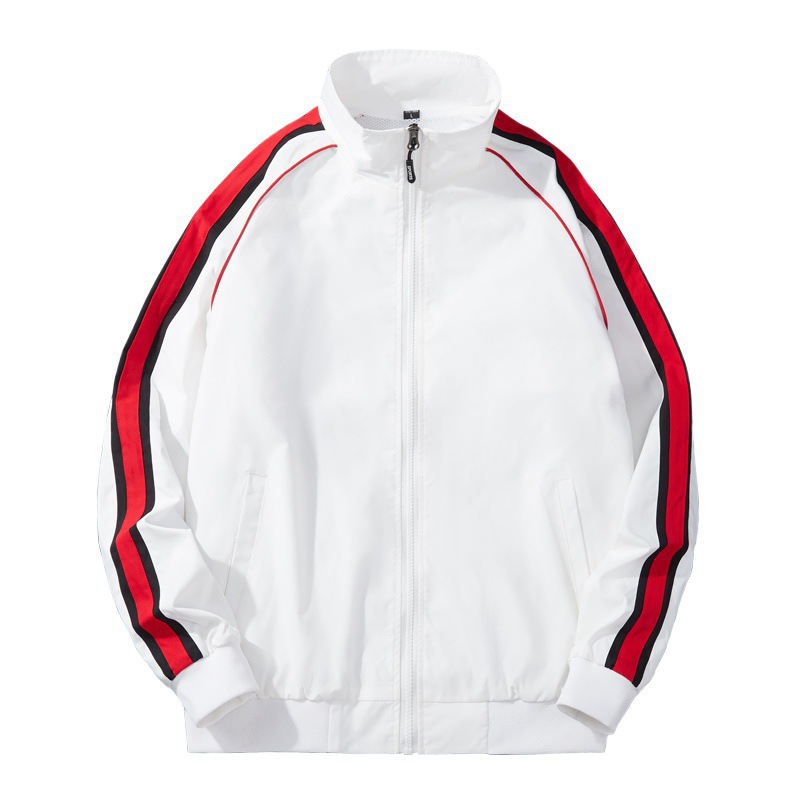 Chaqueta delgada para hombres de cuello vertical 2024 primavera y otoño nuevo estilo de hombre coreano delgado chaqueta al aire libre a rayas azules