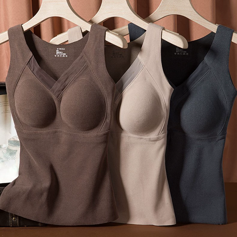 Женский терможилет из графена с V-образным вырезом, приятный к телу, бесшовный, утягивающий.