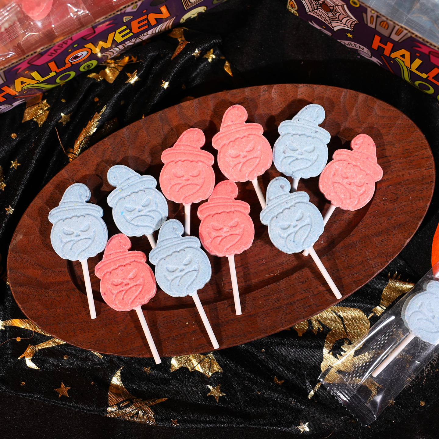 万圣节糖果搞怪南瓜棒棒糖捣蛋糖可爱牛奶味压片糖Halloween礼物