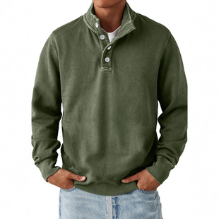 Cross-Border European and American Polo Buckle Sweatshirt Men's 3D Printed Men's Buckle Sweatshirt European and American Autumn and Winter Printed Sweatshirt