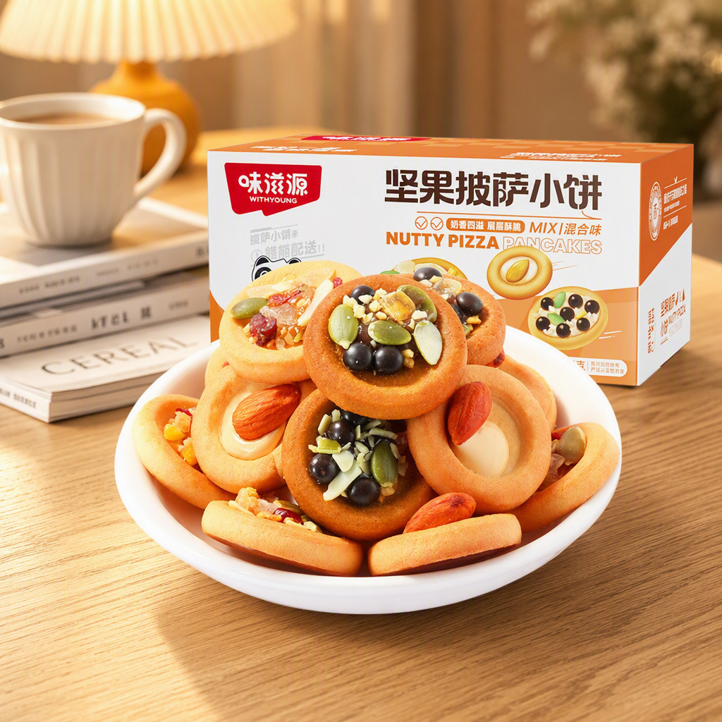 Weiziyuan Nut Pizza Biscuits 200g Mixed Flavors Individually Packaged Snacks to Satisfy Cravings, Leisure Food, Can Be Shipped on Behalf