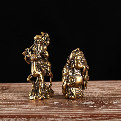 Manufacturer wholesale brass solid God of Wealth crafts God of Wealth ornaments desktop decoration small ornaments Buddha statue decorations