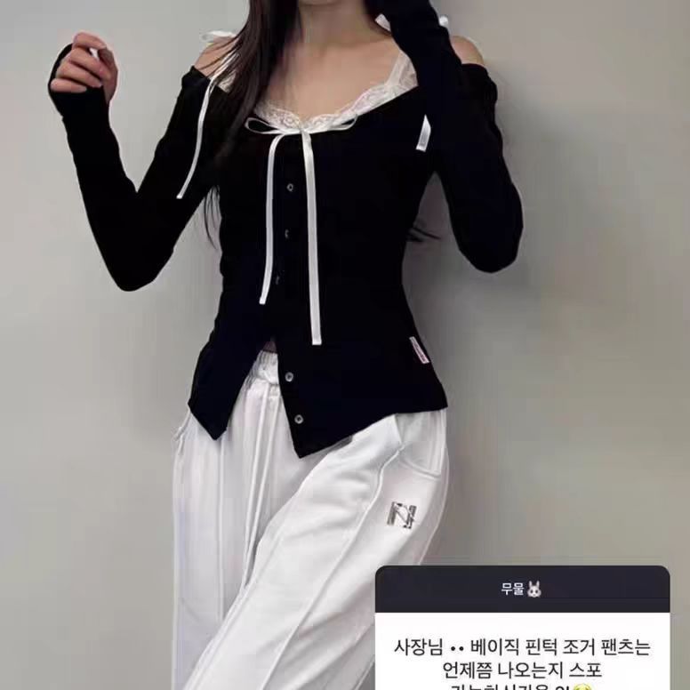 韩国小众  新款蕾丝吊带背心显瘦修身长袖纯欲风开衫上衣打底衫|undefined