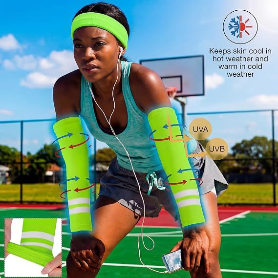 4 Pairs of Sun Protection Cooling Sleeves for Men and Women, Reflective UV Protection Arm Sleeves, High Visibility, Suitable for Outdoor Sports