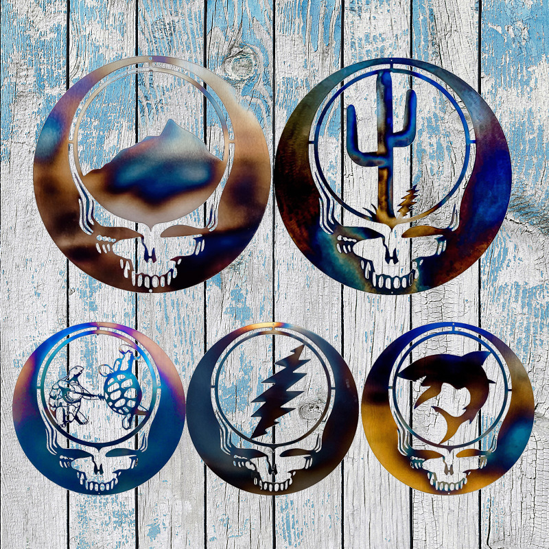 骷颅头艺术铁艺装饰金属工艺品摆件室内户外墙壁跨境创意设计