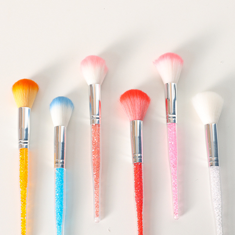 Princesa cepillo de uñas cepillo suelto polvo de uñas cepillo de rubor mango largo con tubo de perforación cepillo de limpieza de uñas polvo de uñas cepillo de polvo