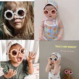 ins韩版儿童太阳眼镜男女童可爱宝宝个性墨镜太阳花眼镜潮