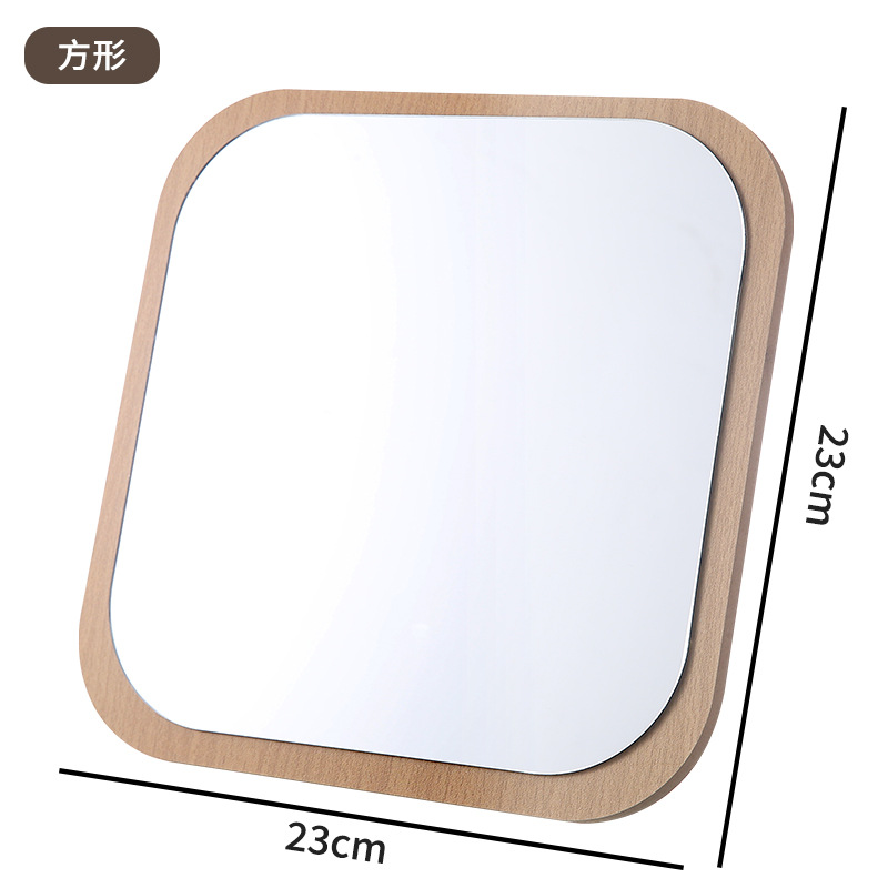 Espejo de madera de dibujos animados espejo de maquillaje dormitorio de estudiantes HD espejo de escritorio plegable portátil hogar dormitorio espejo de vestir