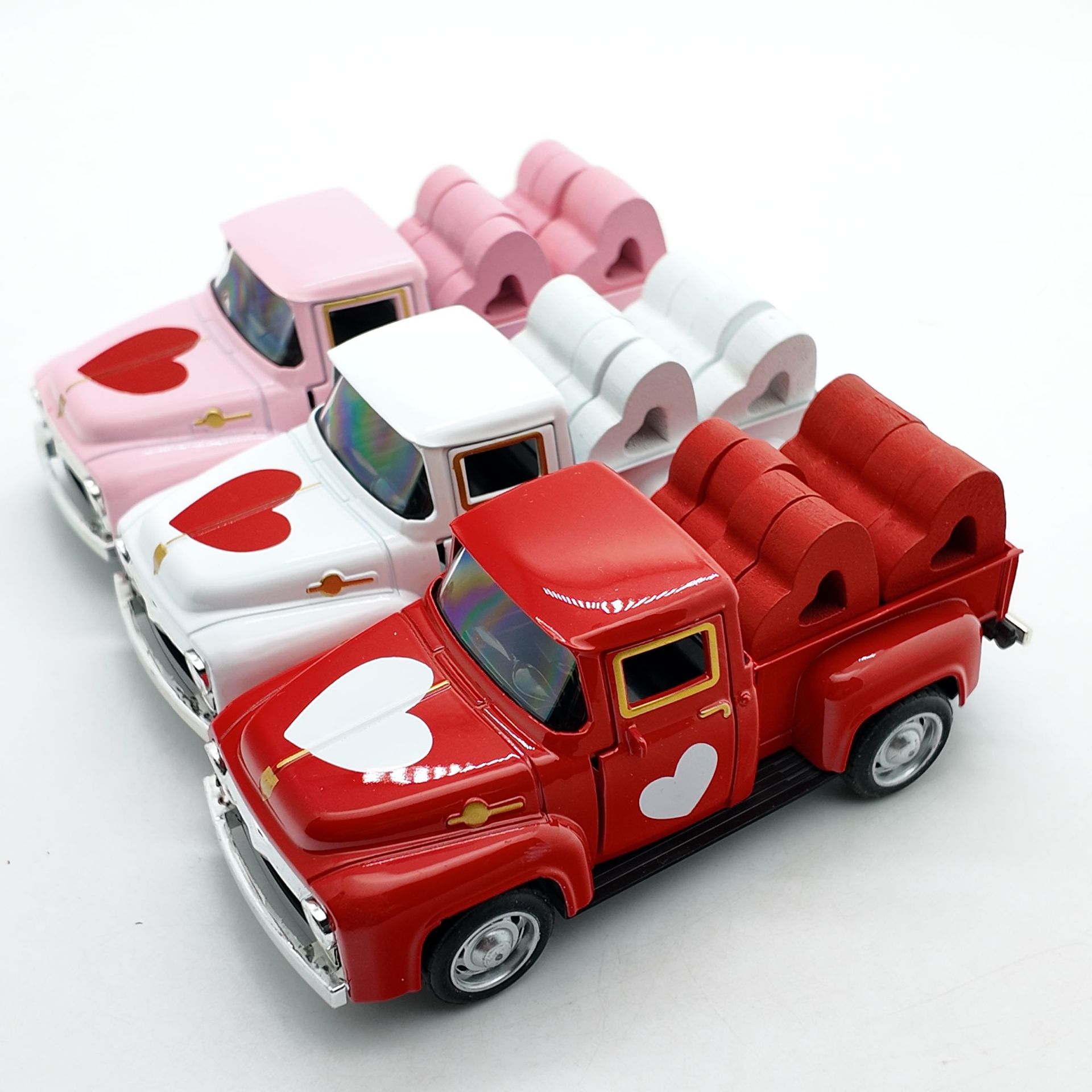 跨境复古老爷车摆件情人节装饰品12.5厘米复古皮卡合金车