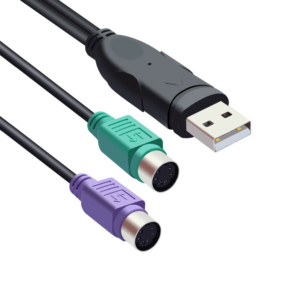 Адаптер USB к PS/2 — разветвитель клавиатуры и мыши, двойные PS/2 порты, компактный 0.03 кг